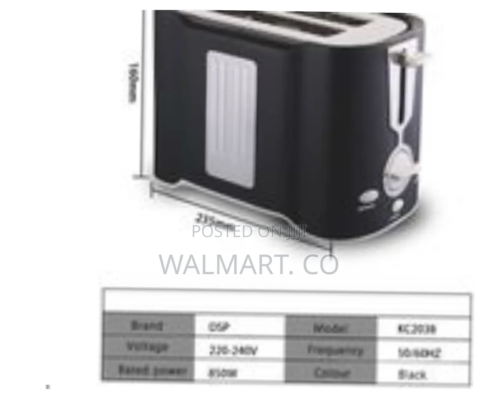DSP Light Food 2 Slice Electric Breakfast Bread Toaster