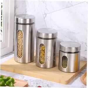 3pcs Stainless Steel Kitchen Storage Tank Food Canister