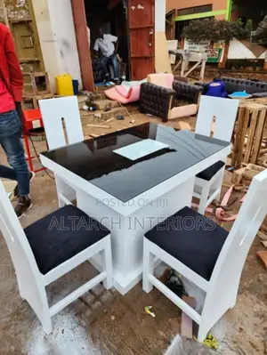 White and Black 4 Seater Dining Set Well Finished