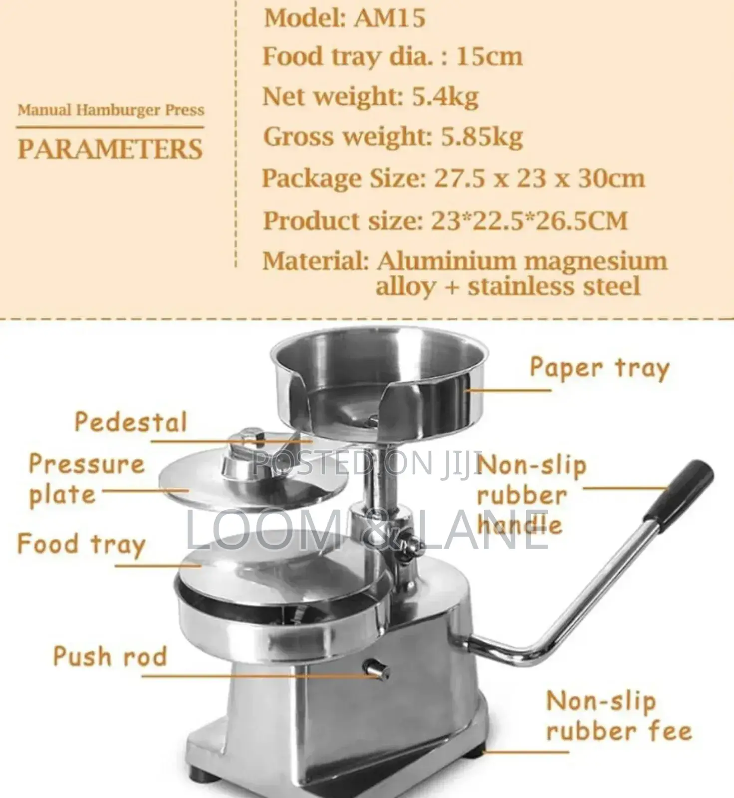 Manual Commercial Hamburger Press Machine