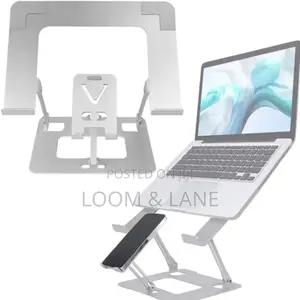 Foldable Dual Laptop and Mobile Phone Aluminium Stand