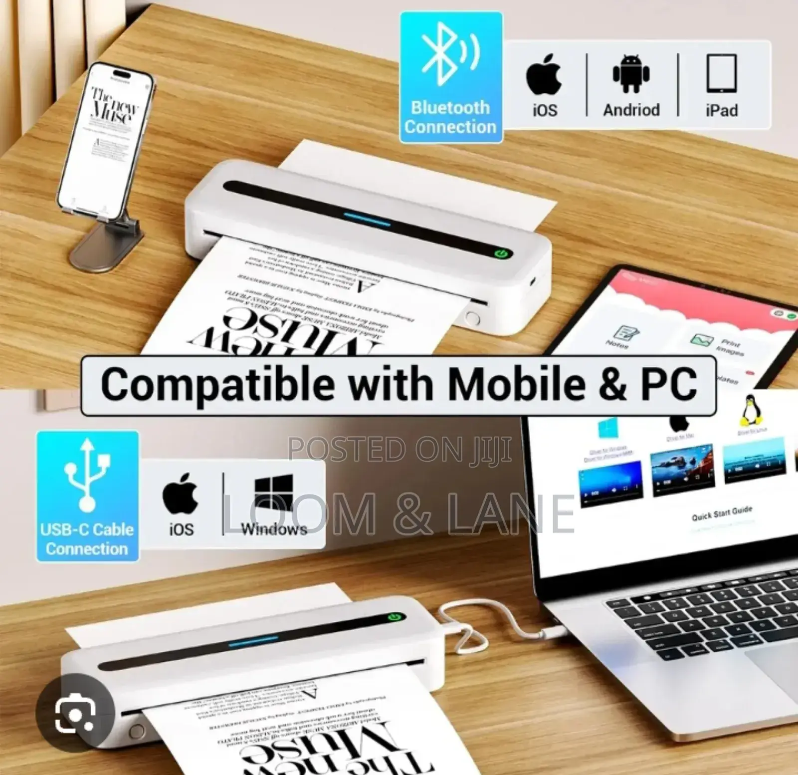 Portable Inkless Thermal Printer