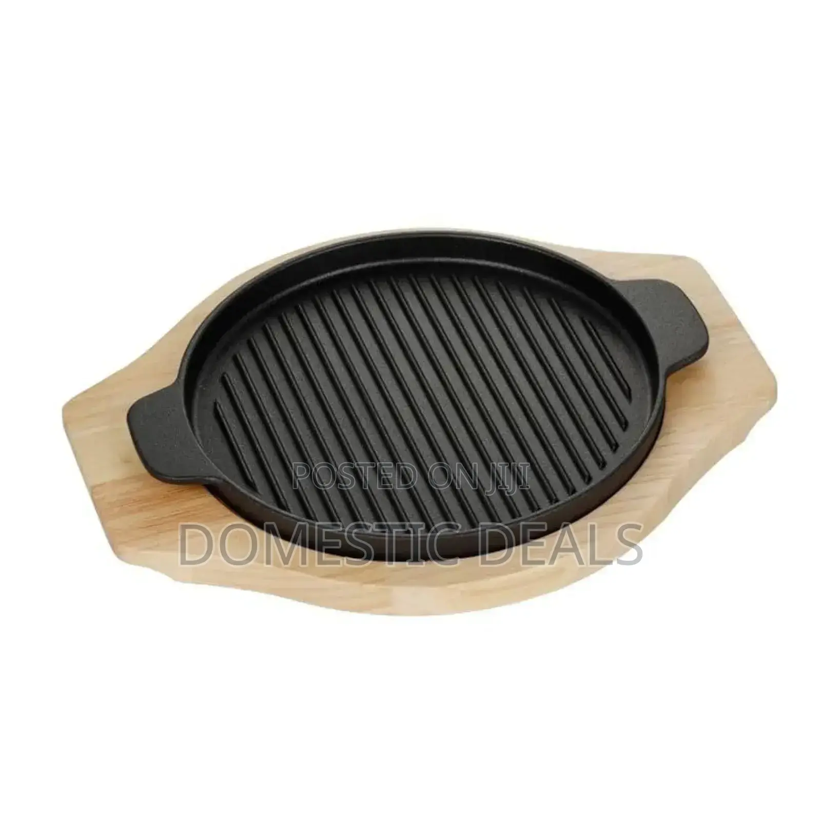 Cast Iron Steak Platter With Wooden Tray