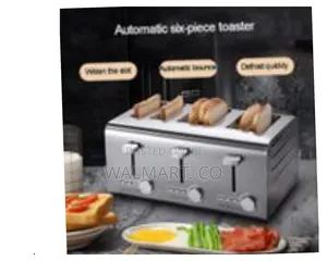 Stainless Steel Commercial 6 Slices Bread Toaster-Silver