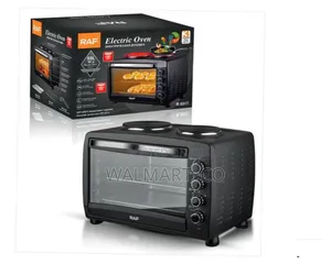 Raf Electric Oven With Two Hot Plates 55 Litres-Black