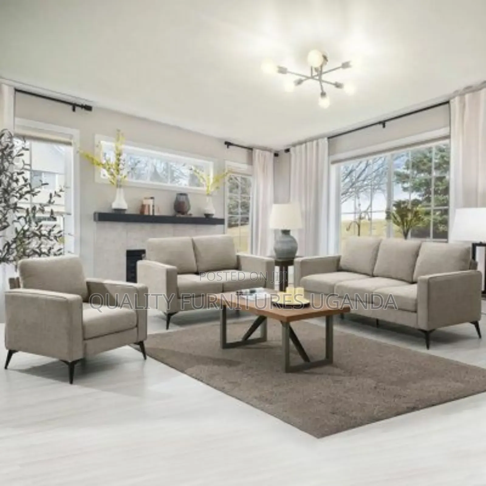 6 Seater Sofa Set With Metallic Stands