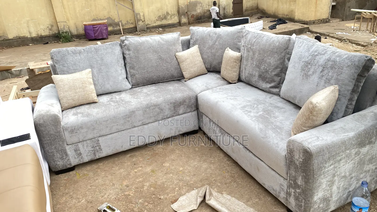 Gray Simple L Sofa