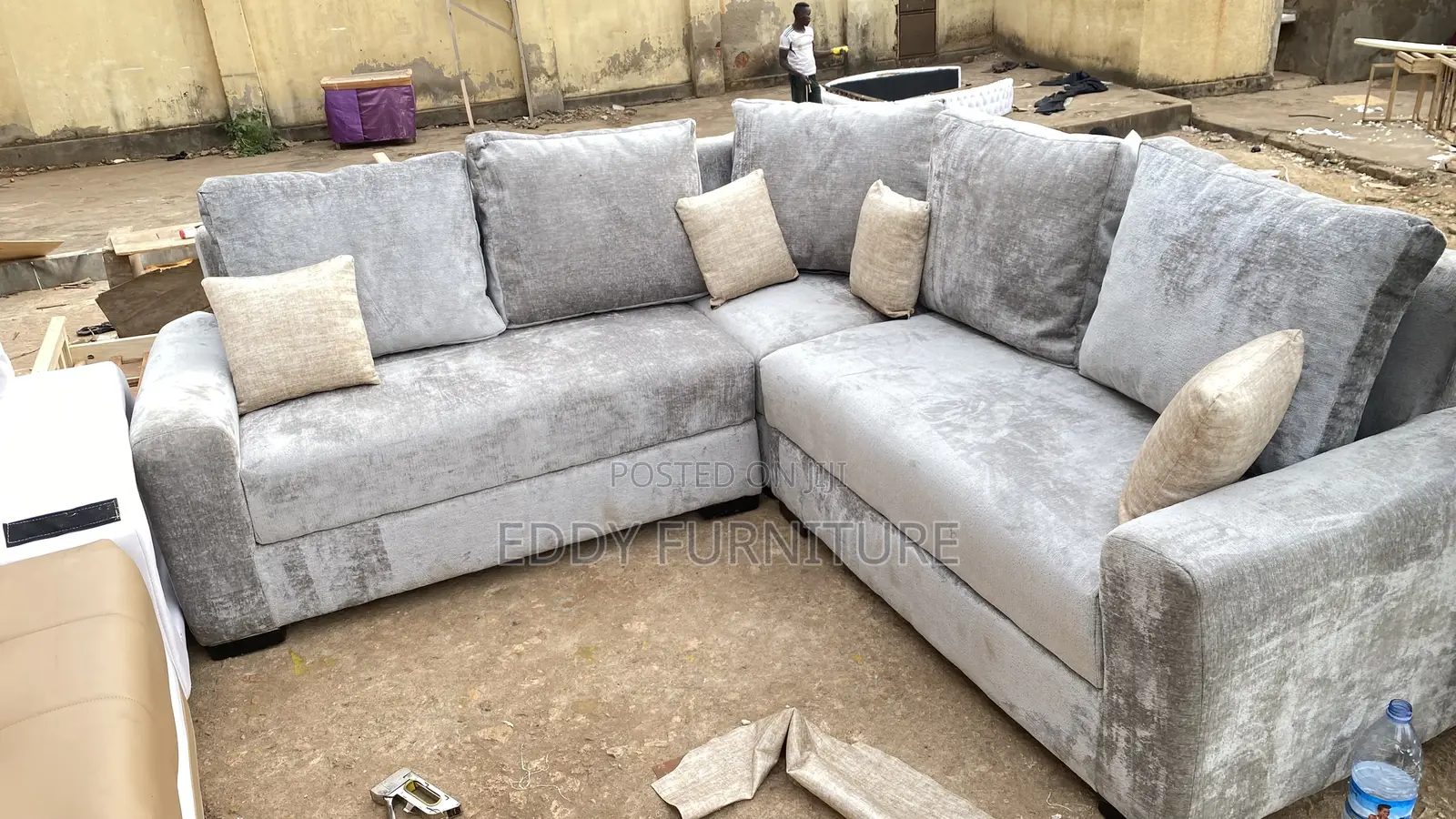 Gray Simple L Sofa