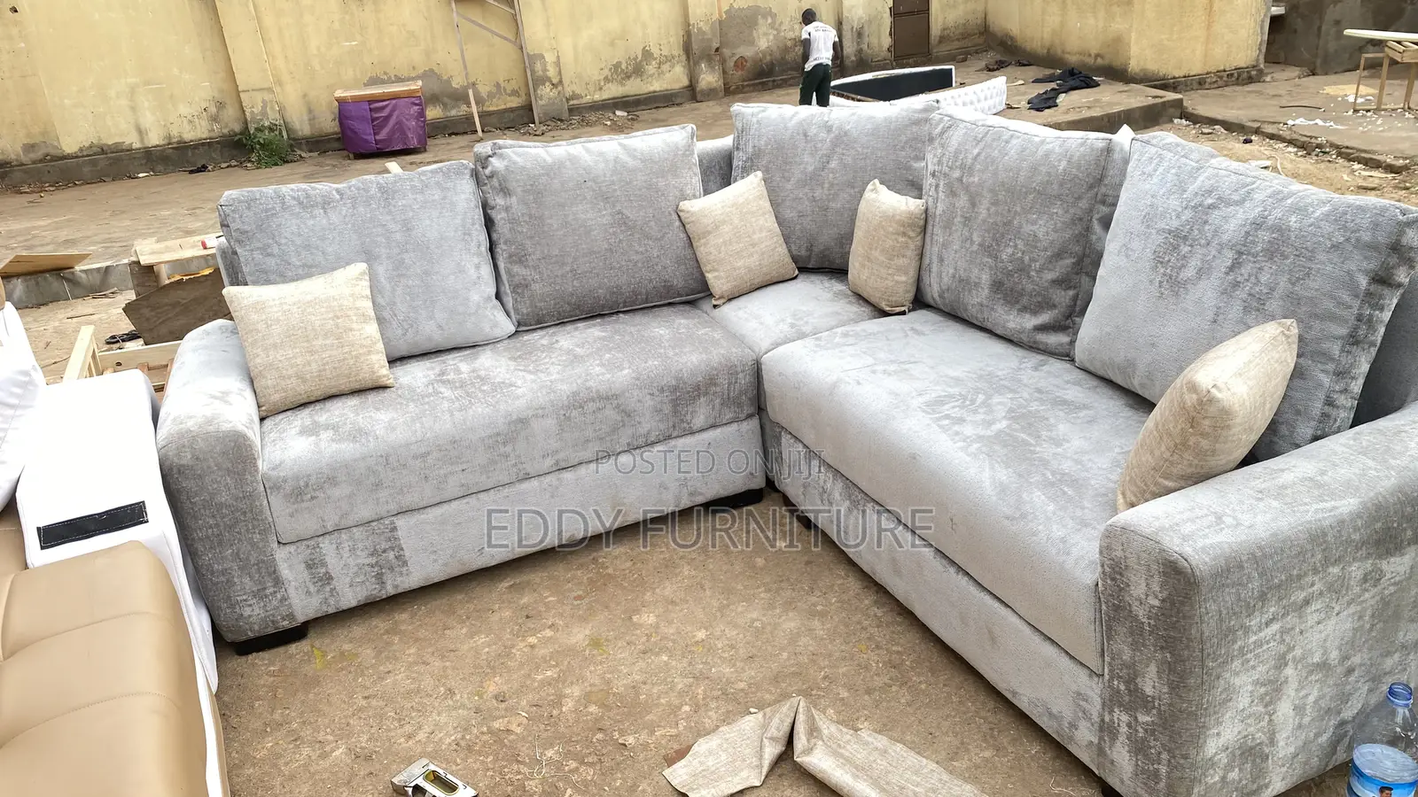 Gray Simple L Sofa