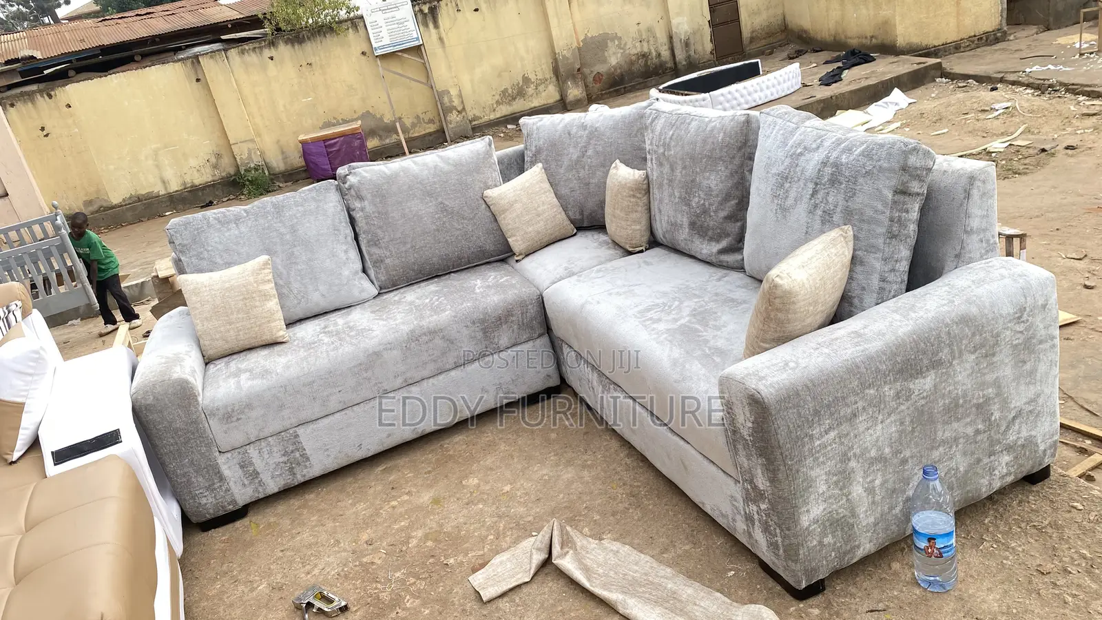 Gray Simple L Sofa