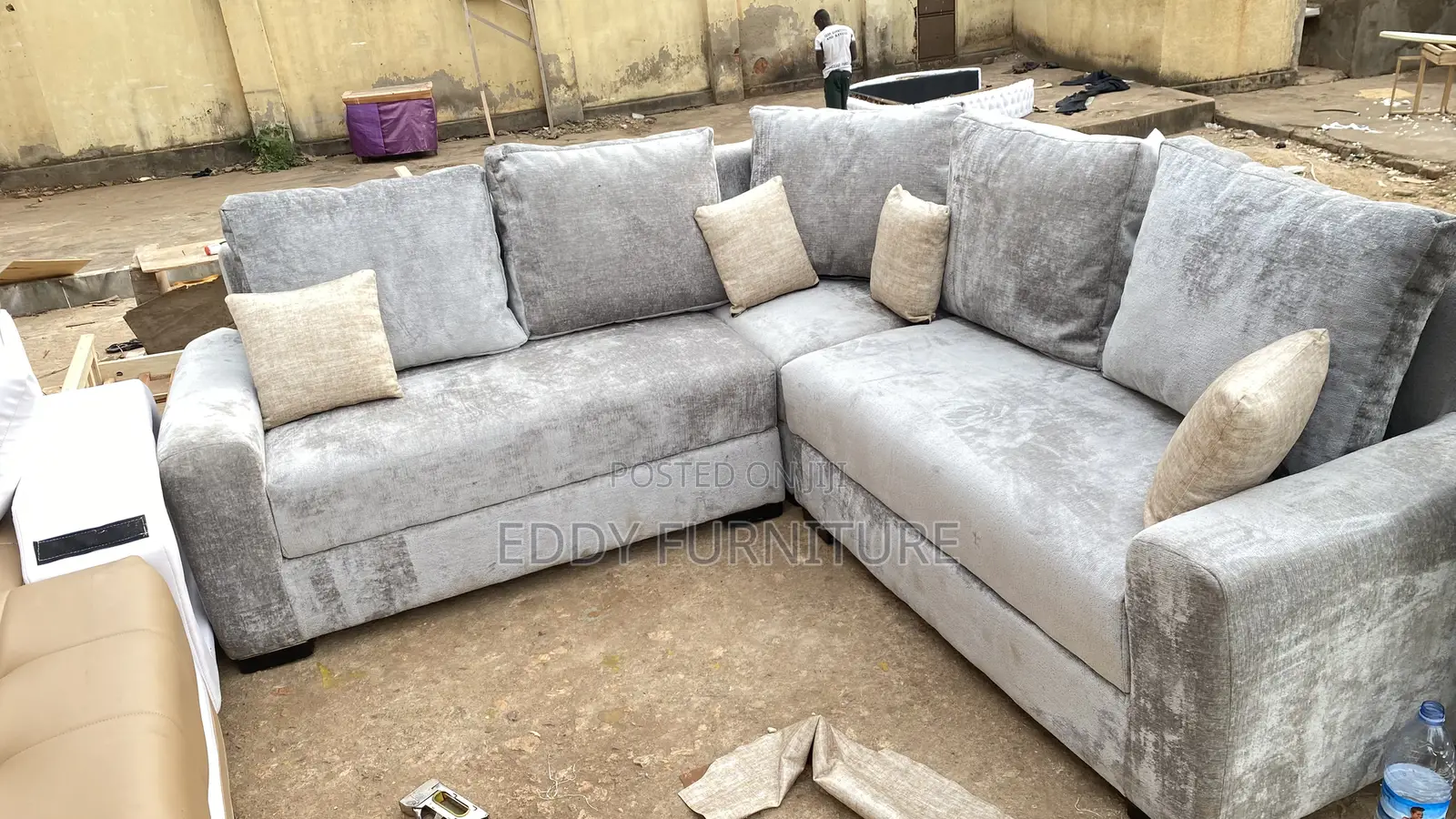 Gray Simple L Sofa