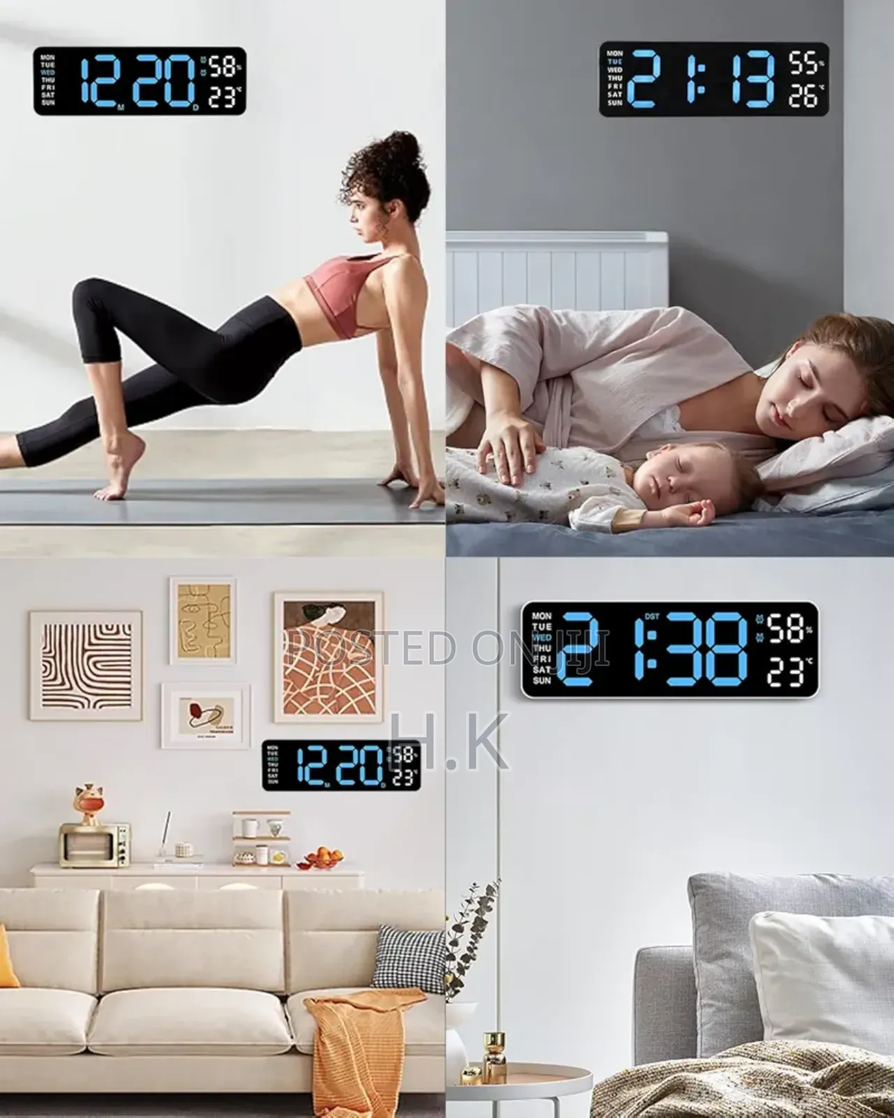 Digital Alarm Clock With Led Temperature Display Clock