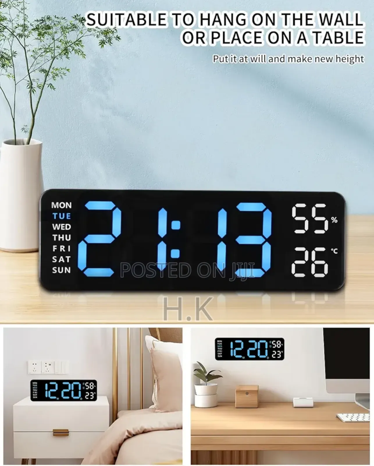 Digital Alarm Clock With Led Temperature Display Clock