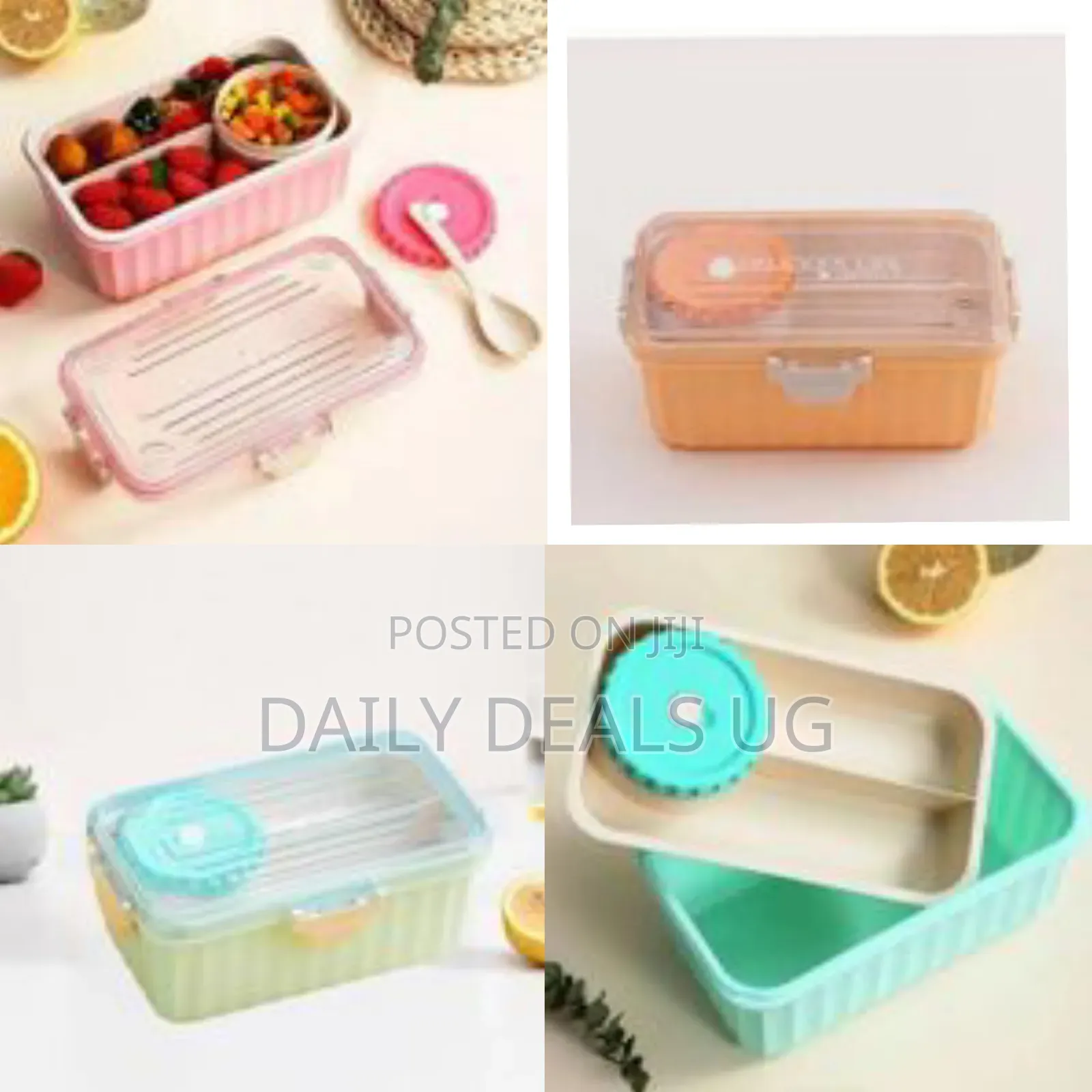 2000 Ml Lunch Box Grid Design Dinnerware Leak-Proof Bento Box Food