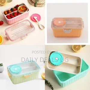 2000 Ml Lunch Box Grid Design Dinnerware Leak-Proof Bento Box Food