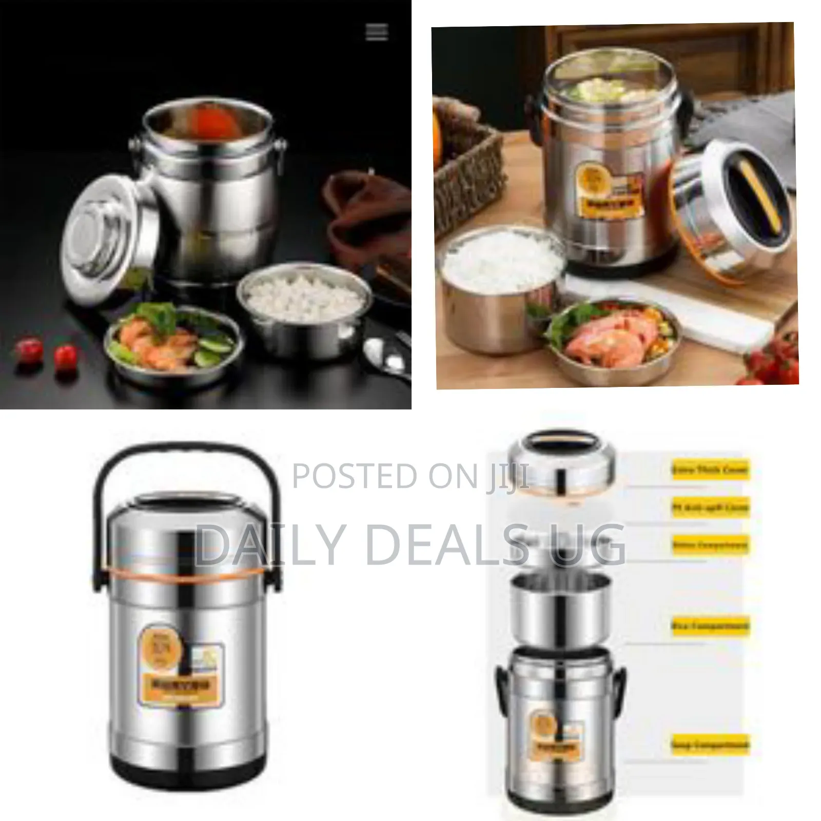 Steel Food Flask,Lunch Box 2.6 Litres Container - Silver