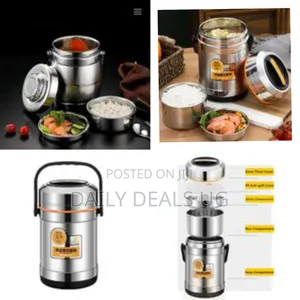 Steel Food Flask,Lunch Box 2.6 Litres Container - Silver