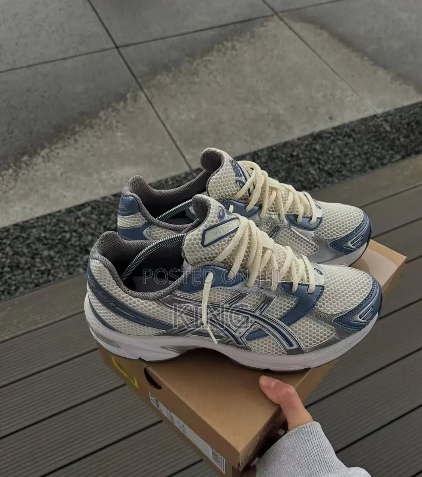 Asics Gel-1130 Sneakers in the "White/Cloud Grey" Colorway.