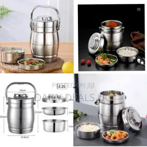 6 Litres Insulated 3-Tier Thermos Bento Box, Stainless Steel Pot
