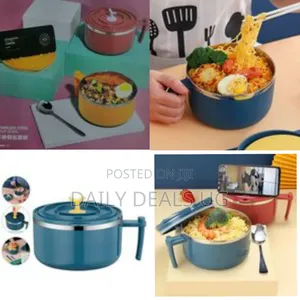 1000ml Stainless Steel Instant Noodle Soup Bowl Dish, Color May Vary