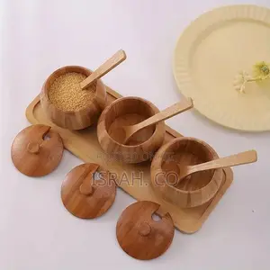 Wooden Lid Salt Bottle Spice Storage Jar