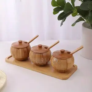 Wooden Lid Salt Bottle Spice Storage Jar