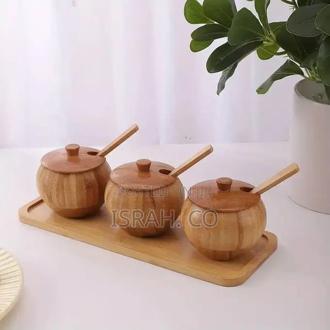 Wooden Lid Salt Bottle Spice Storage Jar