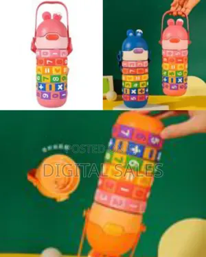 430ml Kids Rabbit Water Bottle Cup Tumbler With Silicone Straw,