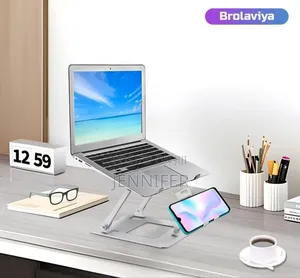 Foldable Dual Laptop and Mobile Phone Aluminium Stand