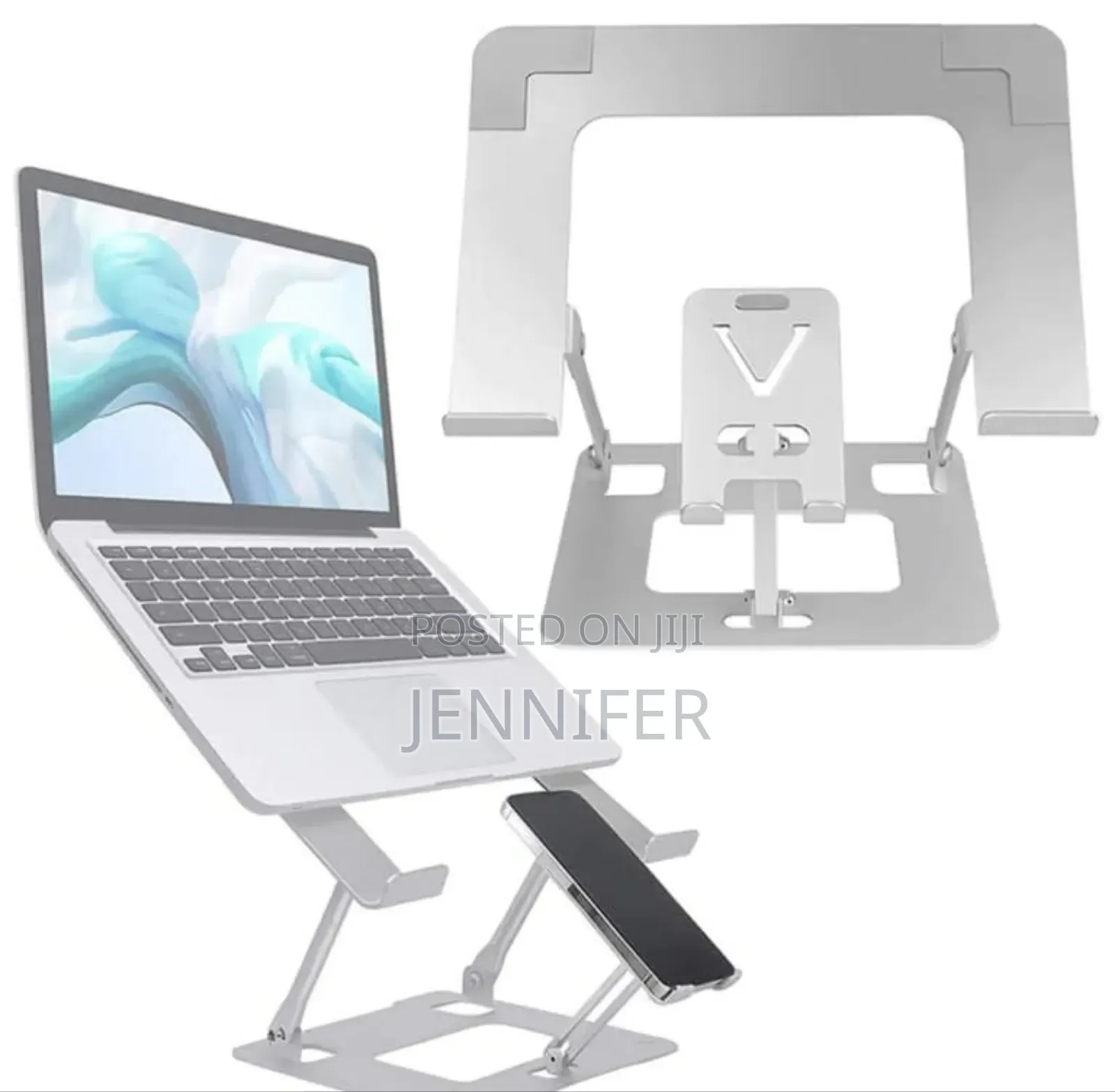 Foldable Dual Laptop and Mobile Phone Aluminium Stand