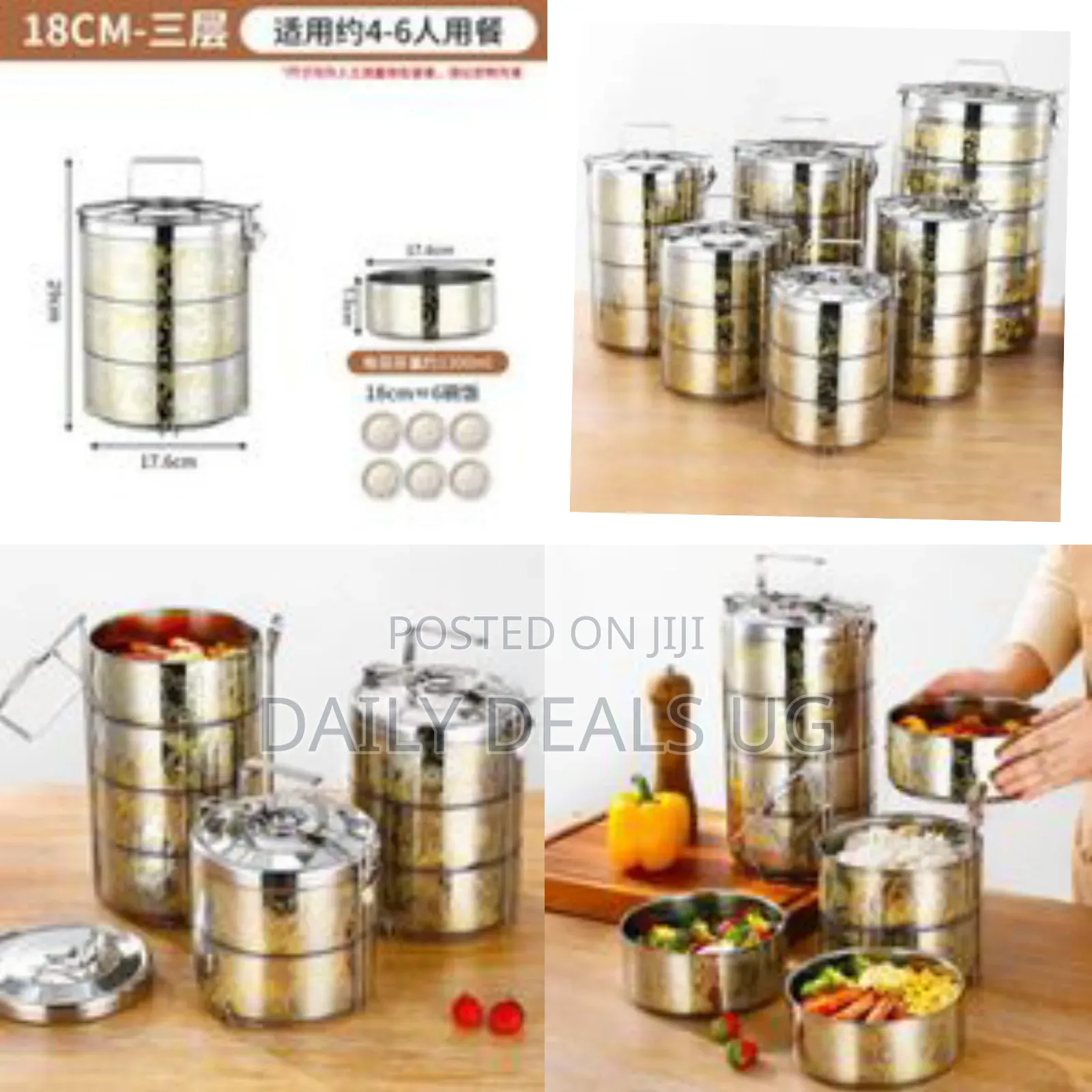 3 Layers Stainless Steel Outdoor Camping Multi-Layer Heat Preservation