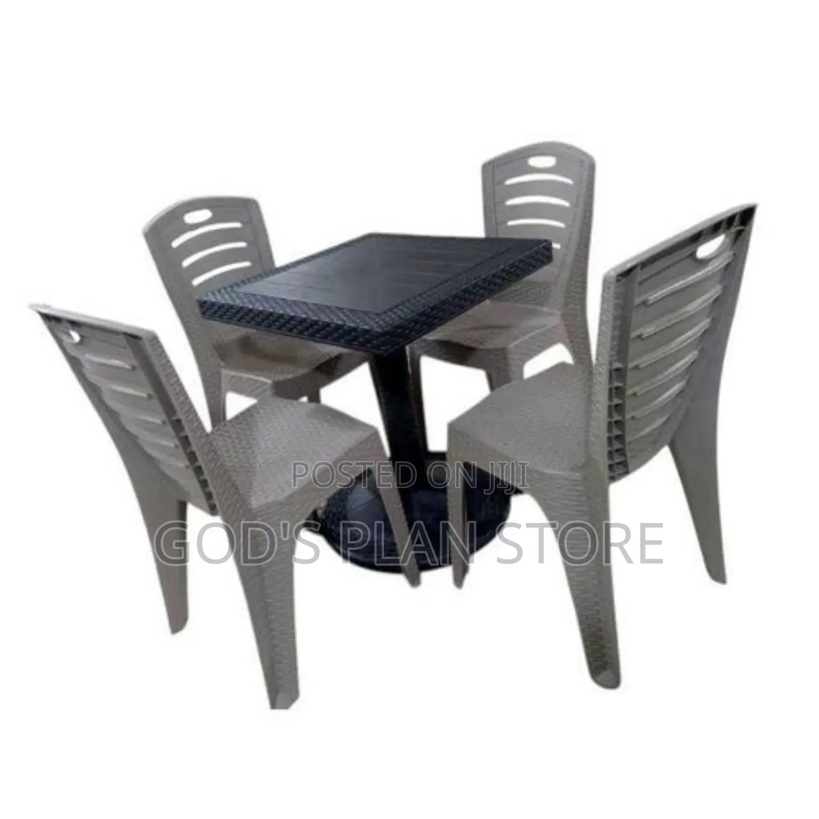 Plastic Gray Chairs and Table(Black)For Bars