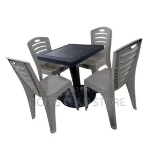 Plastic Gray Chairs and Table(Black)For Bars