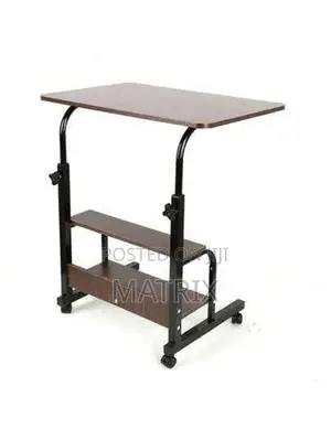 Laptop Table With Shelves and Wheels for Home and Office