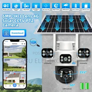 Eseecloud 3-Lens 4g Solar CCTV Camera Waterproof- Night Vision- 2audio
