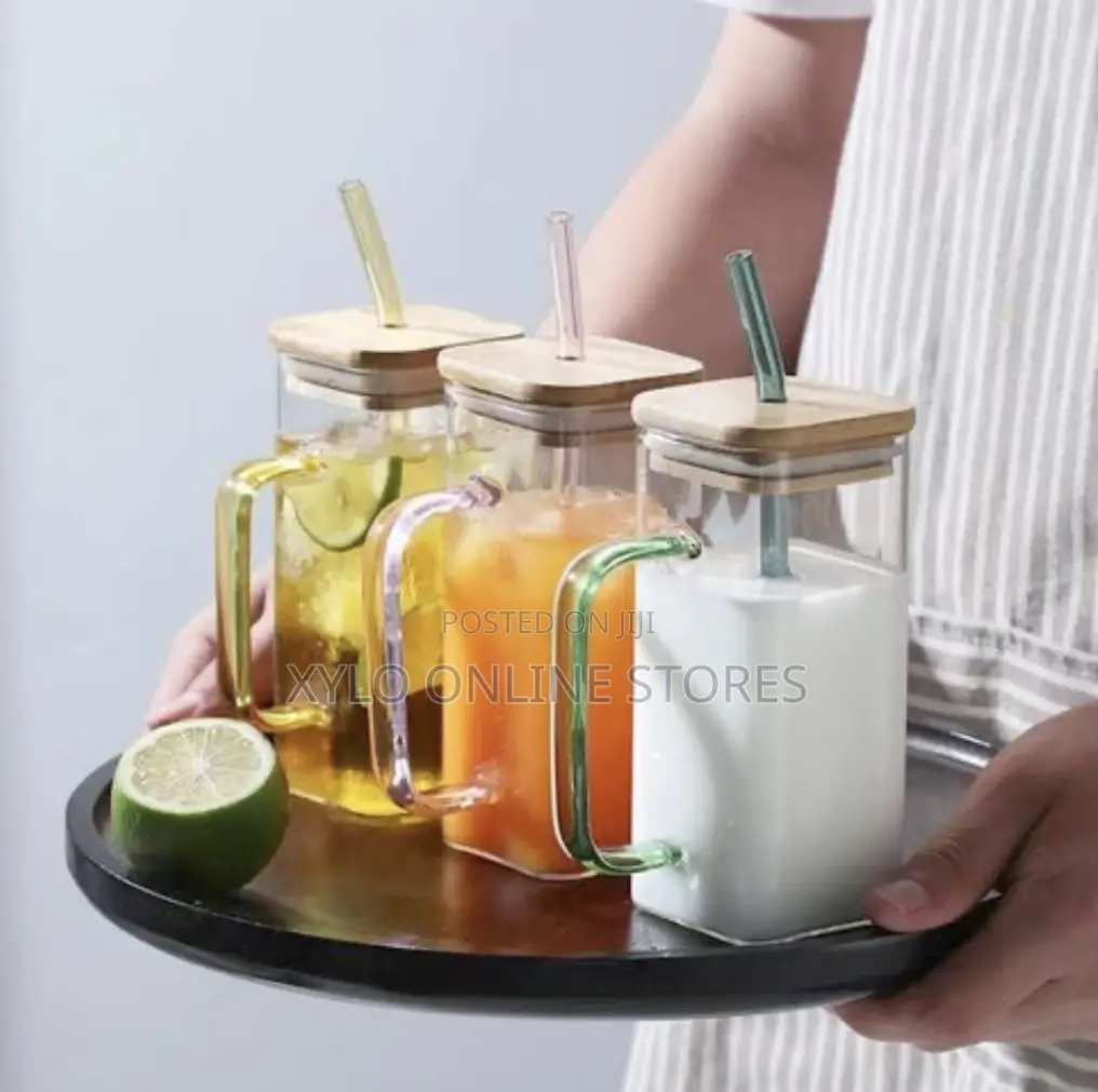 Square Glass Cup With Bamboo Lid