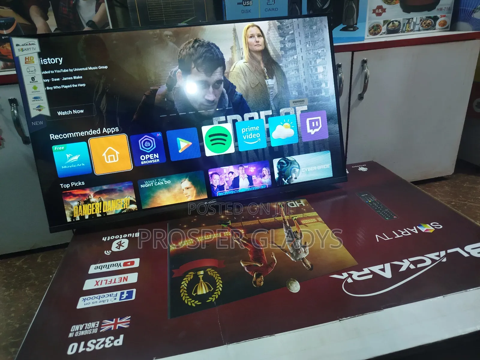 32 Black Ark Smart Android Digital Flat Screen Flameless.