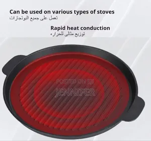 Cast Iron Grill Pan With A Wooden Base