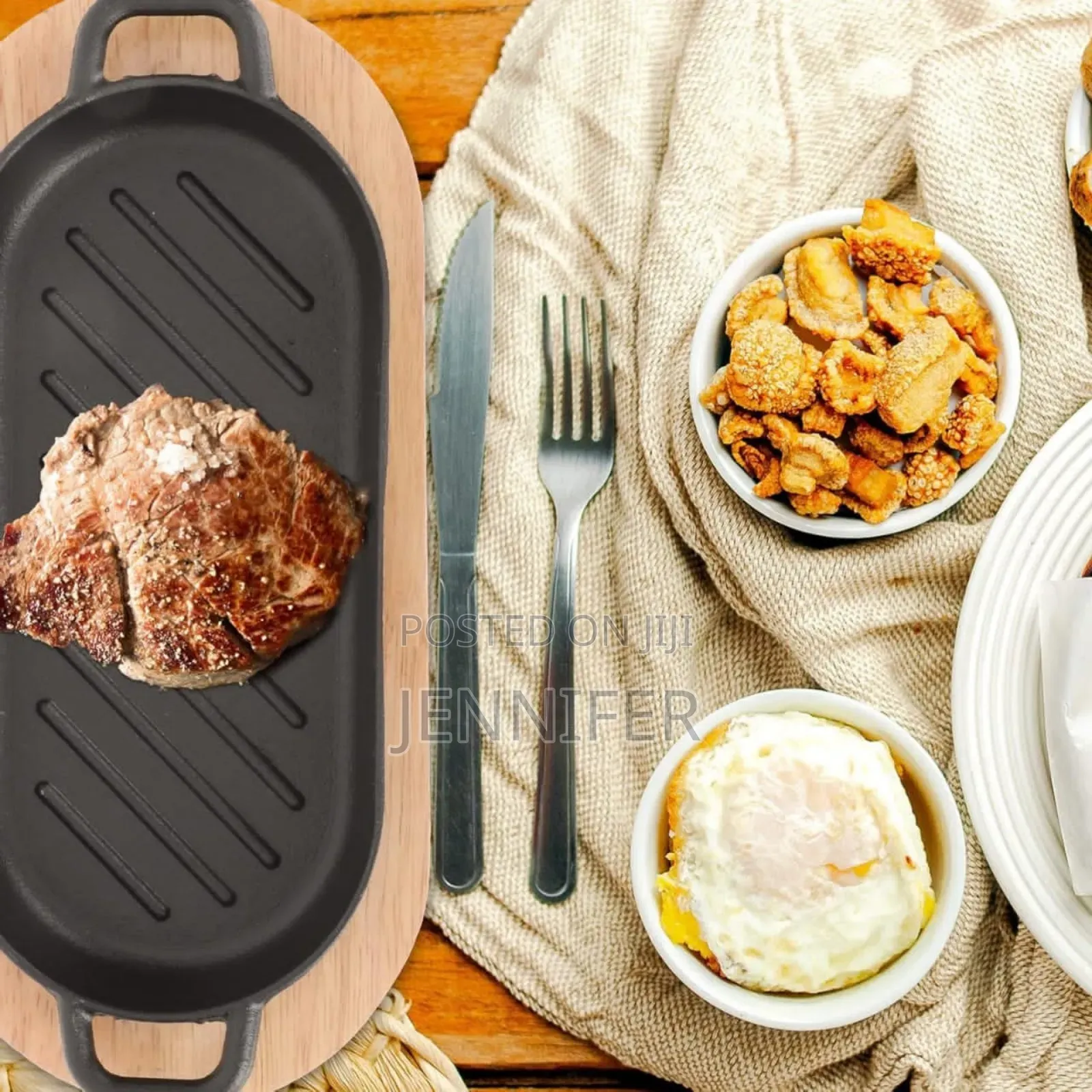 Cast Iron Grizzler Pan With Wooden Base