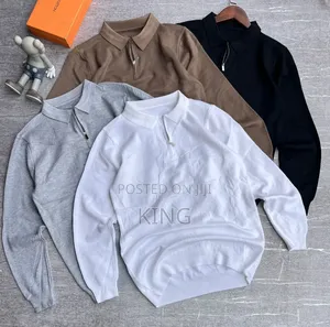 Quarter Zipper Sweater. Black, Brown, White, Black, Grey