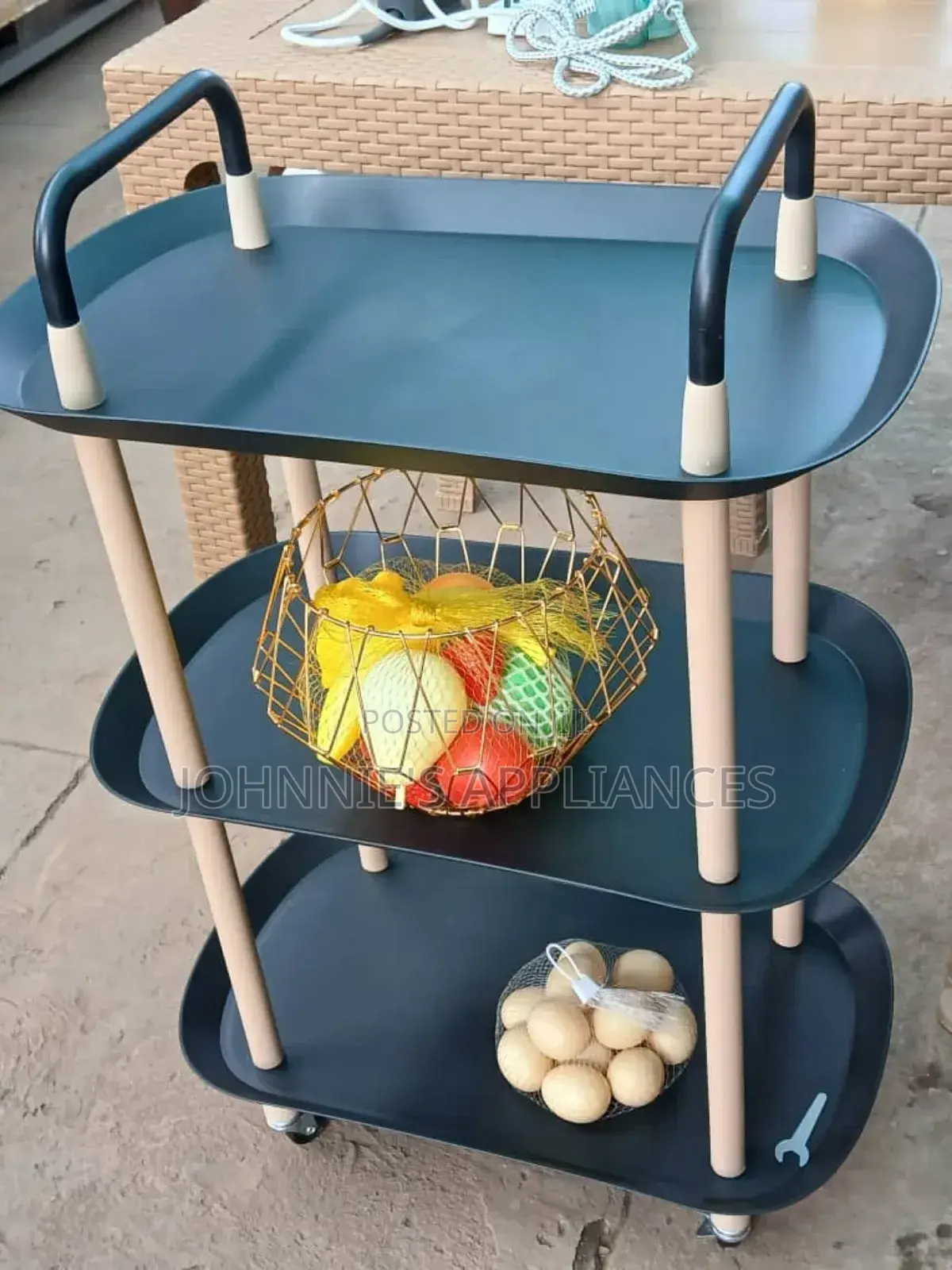 3-Tier Rolling Storage Cart With Handles