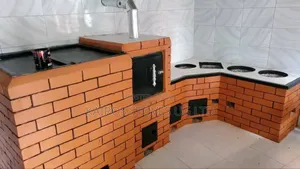 Grill and Oven With Energy Saving Cooking Stove for Firewood and Chaco