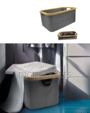 Collapsible Laundry Washing Baskets Grey Bamboo Cloth Fabric 5l Large
