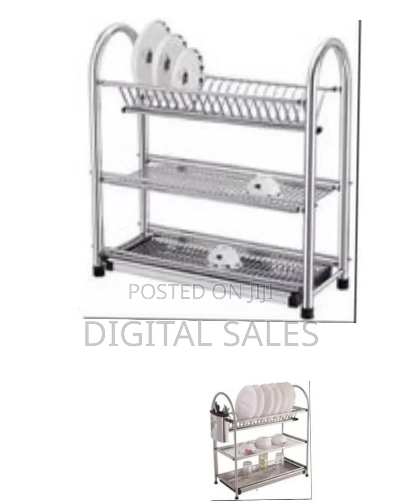 3-Tier Dish Drying Rack Dish Drainer Kitchen Stainless Steel Storage