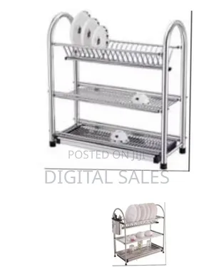 3-Tier Dish Drying Rack Dish Drainer Kitchen Stainless Steel Storage