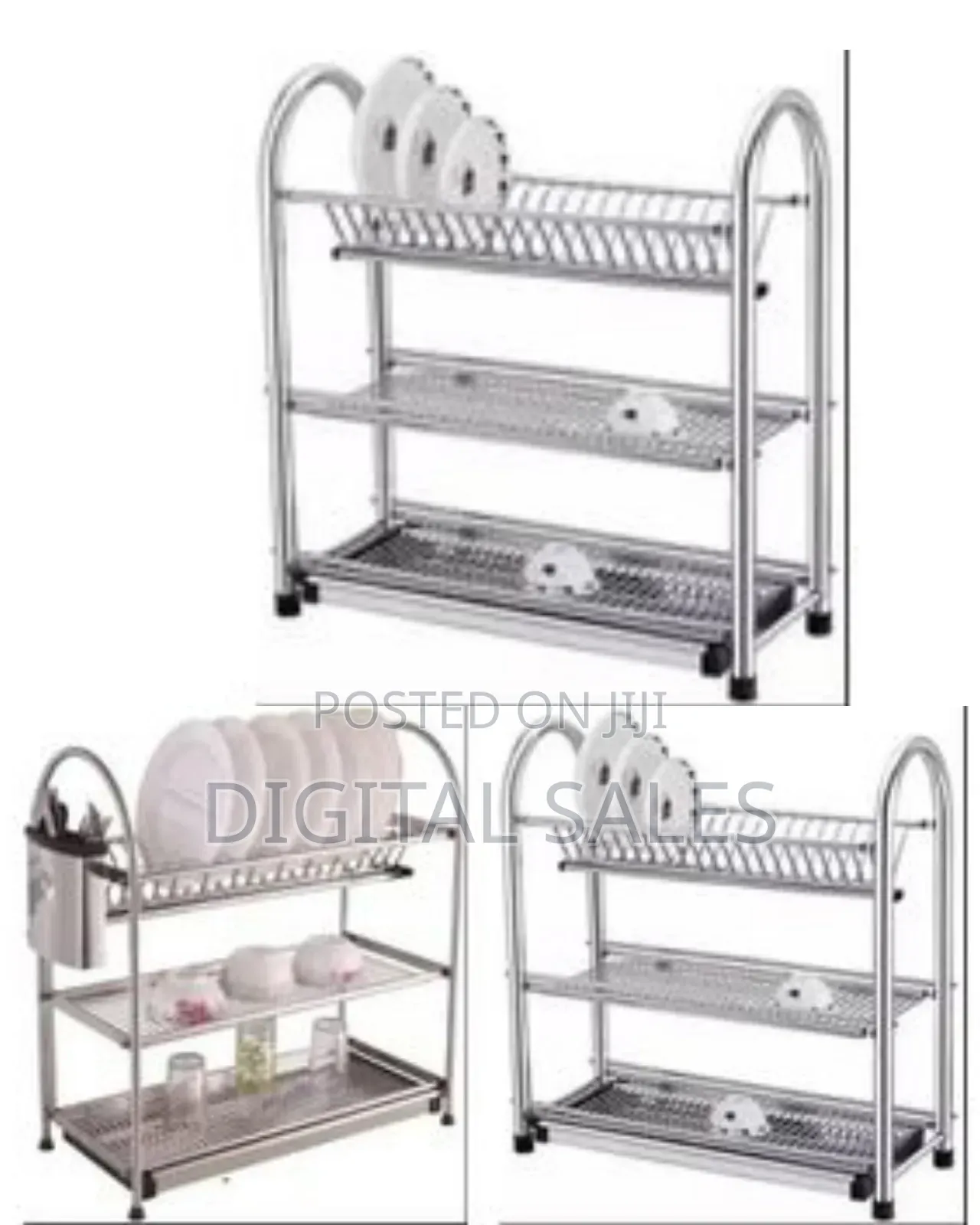 3-Tier Dish Drying Rack Dish Drainer Kitchen Stainless Steel Storage