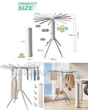 Cylinder Collapsible Umbrella Tripod Clothes Drying Rack Floor Foldabl