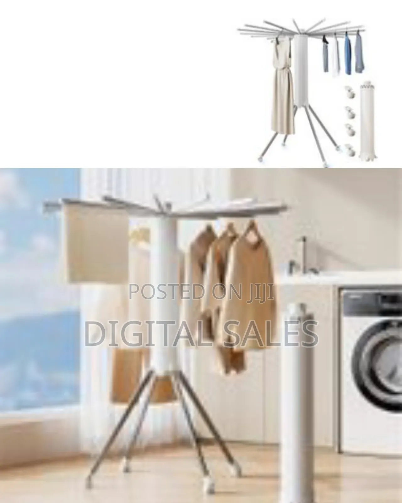 Cylinder Collapsible Umbrella Tripod Clothes Drying Rack Floor Foldabl