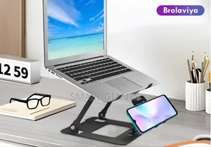 Foldable Dual Laptop and Mobile Phone Aluminium Stand