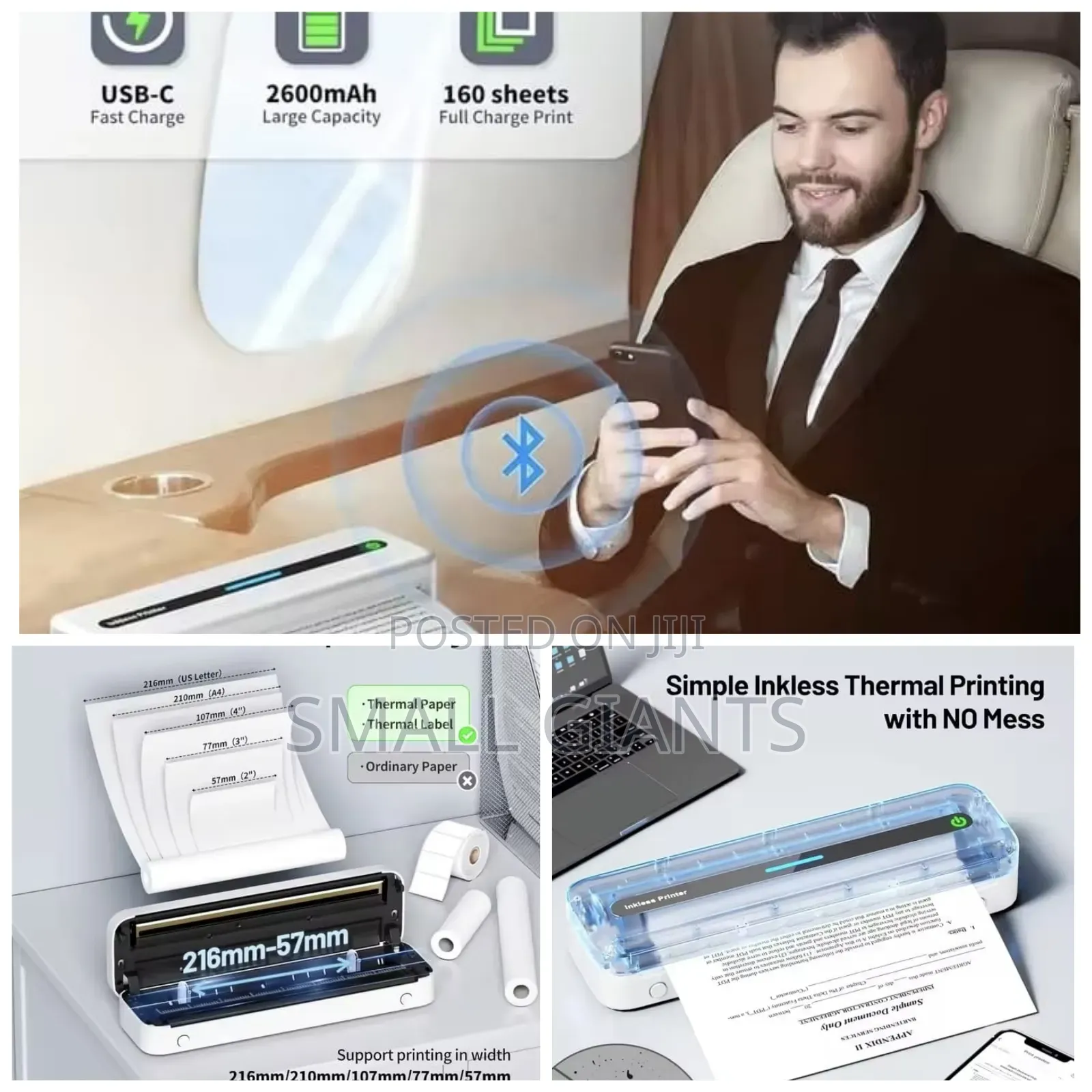 Portable Inkless Thermal Printer